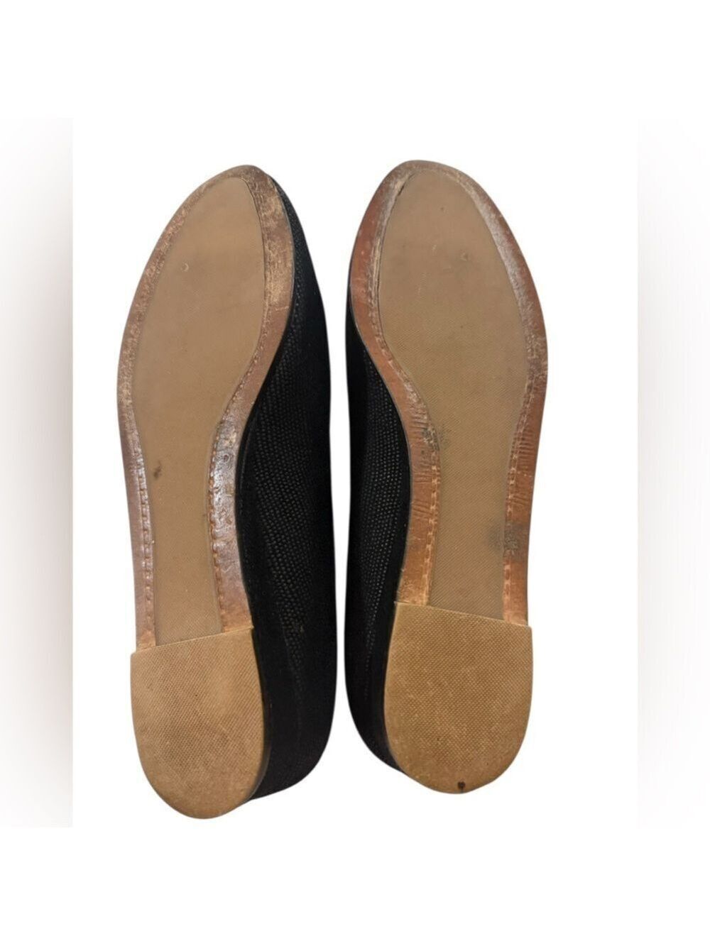 Bruno Magli Black Textured Leather Peep Toe Flats Italy Sz 10.5 - Picture 8 of 11